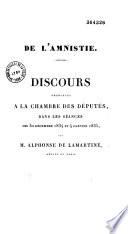 De l'amnistie. Discours prononcés à la Chambre des Députés, dans les séances des 30 décembre 1834 et 4 janvier 1835
