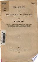 De l'art chez les anciens et au moyen âge