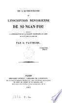 De l'authenticité de l'inscription nestorienne de Si-ngan-fou