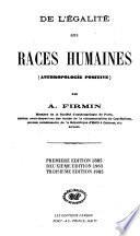 De l'égalité des races humaines