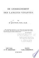 De l'enseignement des langues vivantes ...