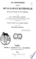 De l'enseignement régulier de la langue maternelle dans les écoles et les familles