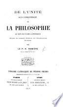 De l'Unité dans l'enseignement de la philosophie au sein des écoles catholiques d'après les récentes décisions des Congrégations romaines