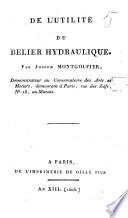 De l'utilité du belier hydraulique