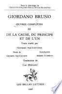 De la cause, du principe et de l'un
