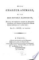 De la Chaleur animale