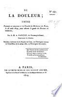 De la douleur; thèse, etc