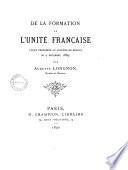 De la formation de l'unité française
