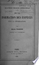 De la formation des espèces par la ségrégation