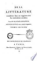 De la littérature considérée dans ses rapports avec les institutions sociales. Avec un précis de la vie et des écrits de l'auteur [by D. Boileau].