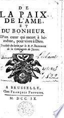 De la paix de l'âme