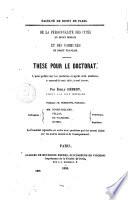 De la personnalitè des cités en droit romain et des droit francais these pour le doctorat par Emile Hebert