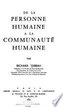 De la personne humaine a la communauté humaine