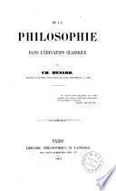 De la philosophie dans l'éducation classique