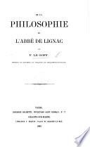De la philosophie de l'Abbé de Lignac