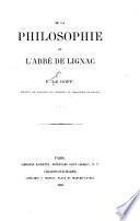 De la philosophie de l'Abbé de Lignac