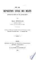 De la réparation civile des délits