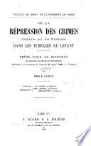 De la répression des crimes commis par les Français dans les Échelles du Levant