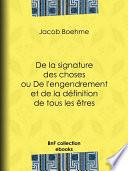 De la signature des choses ou De l'engendrement et de la définition de tous les êtres