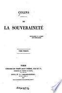 de La Souverainete - Tome Premier