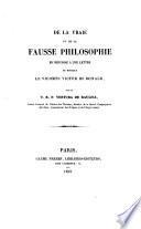 De la vraie et de la fausse philosophie, en réponse à une Lettre de Victor de Bonald