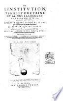 De lʹinstitvtion, vsage, et doctrine dv sainct sacrement de lʹevcharistie en lʹeglise ancienne