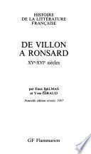 De Villon à Ronsard
