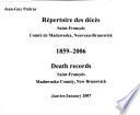 Death Records, Saint-François, Madawaska County, New Brunswick, 1859-2006