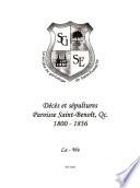 Décès et sépultures paroisse Saint-Benoît, Qc, 1800-1836: La-We