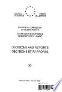 Décisions et rapports 30 Commission européenne des Droits de l'Homme (février 1983)