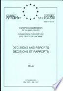 Décisions et rapports 89 A Commission européenne des Droits de l'Homme (mai 1997)
