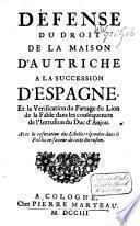 Défense du droit de la maison d'Autriche à la succession d'Espagne