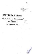 Délibération de la Ville et Communauté de Vannes du 6 Decembre 1788