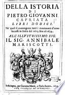 Della istoria ¬di ¬Pietro ¬Giovanni ¬Capriata