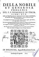 Della nobile et generosa progenie del P. S. Domenico in Italia