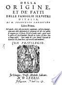 Della origine et de'fatti delle famiglie illustri d'Italia