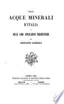 Delle acque minerali d'Italia e delle loro applicazioni terapeutiche per Giovanni Garelli
