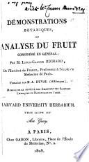 Démonstrations botaniques ou analyse du fruit considéré en général
