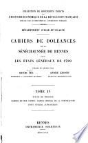 Département d'Ille-et-Vilaine: Évêché de Tréguier. Cahiers du bas clergé. Cahier général de la sénéchaussée. Index général alphabétique. 1912