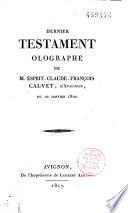 Dernier Testament olographe du 10 janvier 1810