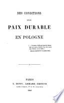 Des conditions d'une paix durable en Pologne