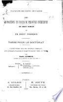Des dispositions en faveur de personnes incertaines en droit romain et en droit français