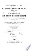 Des impenses faites sur la dot en droit romain