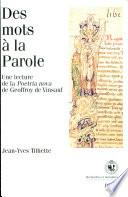 Des mots à la parole