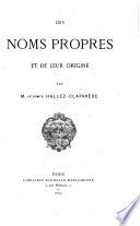 Des Noms Propres et de leur origine