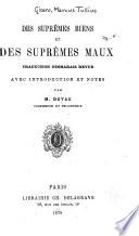 Des suprêmes biens et des suprêmes maux