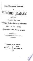 Deux oeuvres de jeunesse de Frédéric Ozanam