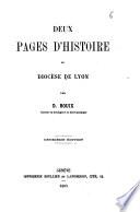 Deux pages d'histoire du diocèse de Lyon