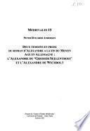 Deux témoins en prose du roman d'Alexandre à la fin du moyen âge en Allemagne