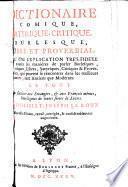 Dictionaire comique, satyrique, critique, burlesque, libre et proverbial